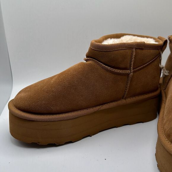 CUSHIONAIRE Women's Genuine Suede pull on platform boot +Memory Foam 6.5 WIDE CH - Picture 7 of 7